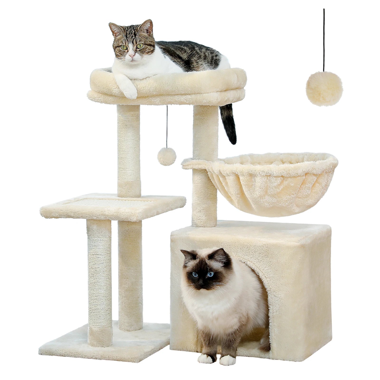 Arbre à chat compact avec hamac en coloris beige