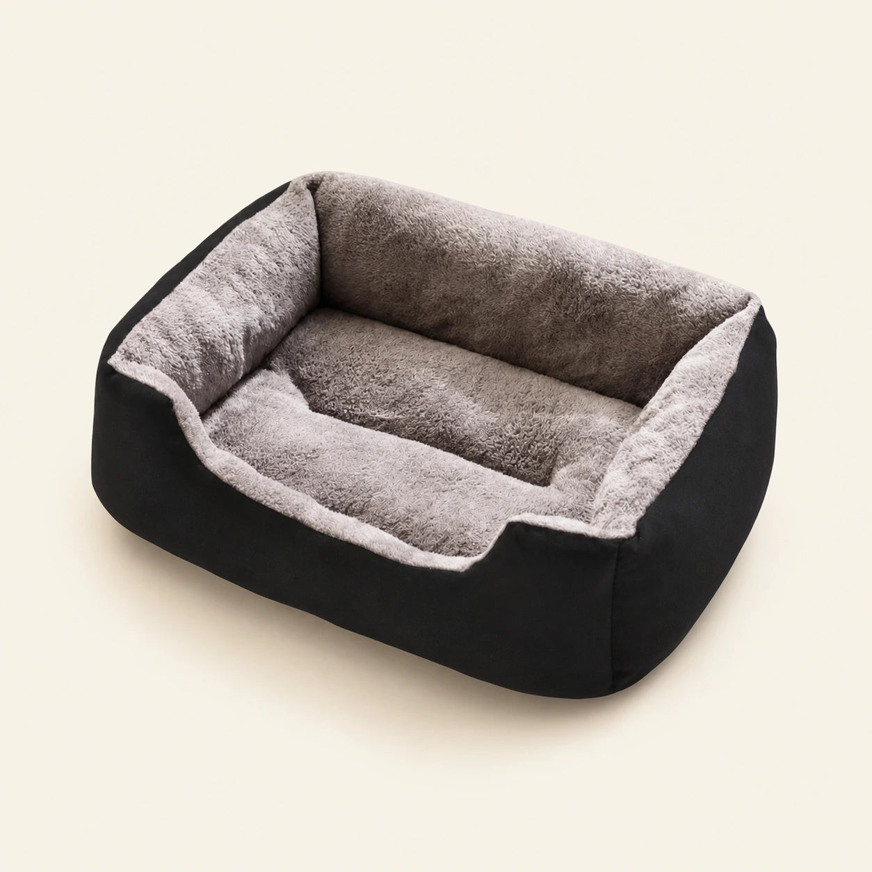 Panier rectangulaire noir et gris pour chat