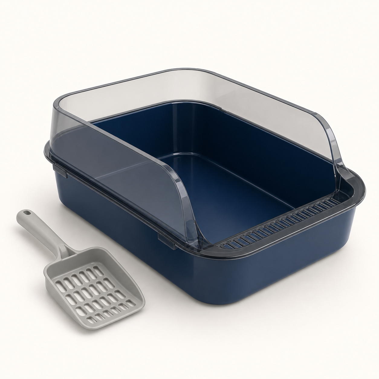Petit bac semi-fermé bleu avec pelle