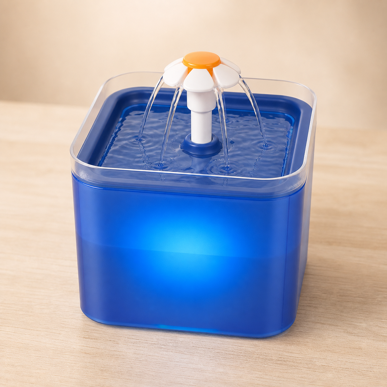 Fontaine à eau LED pour chat de 2 L en coloris bleu