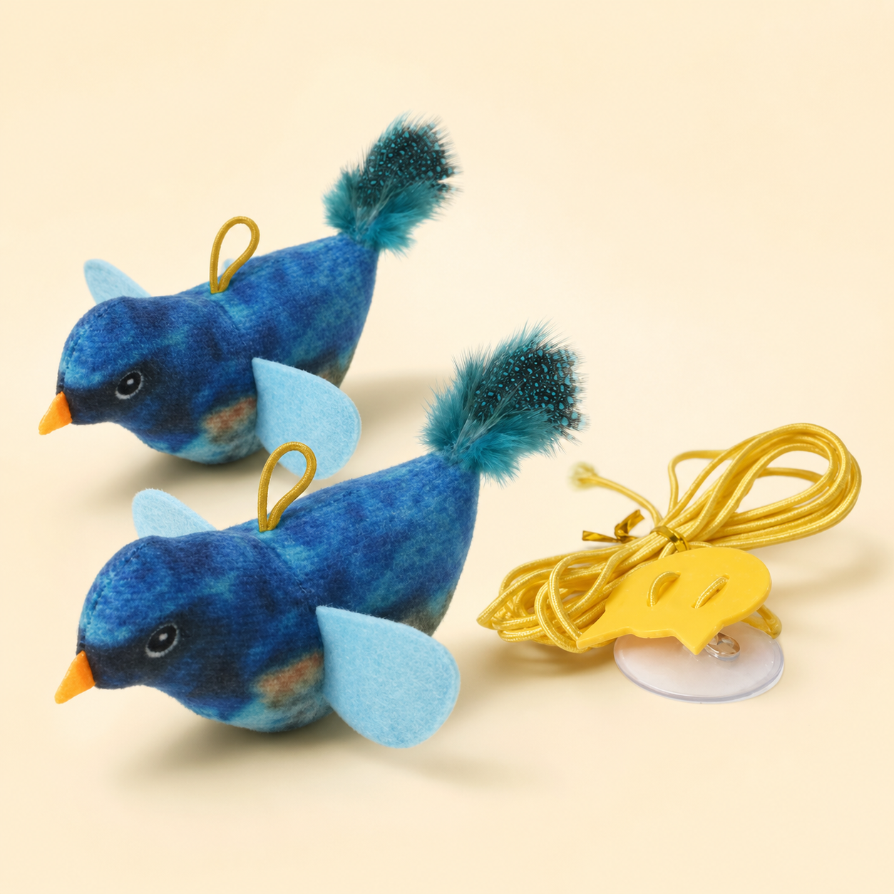 Oiseaux suspendus interactifs pour chat – 3 coloris — Bleu