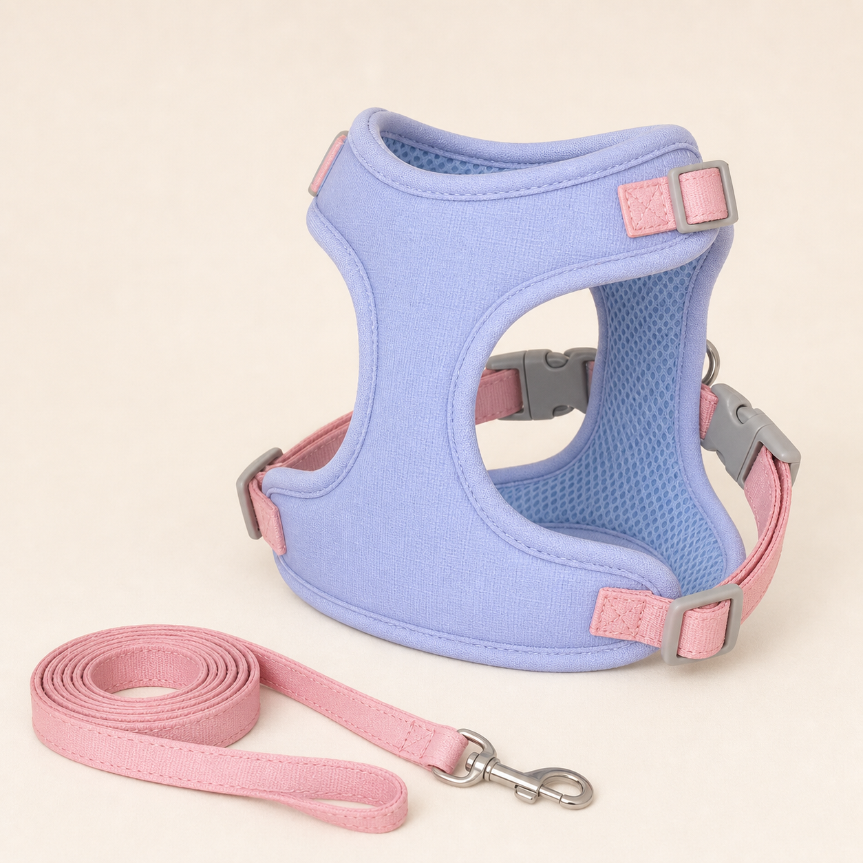 Harnais pastel bleu avec laisse pour chat
