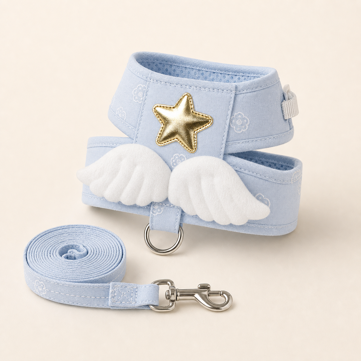 Harnais ailes d’ange avec laisse pour chat – 2 coloris — Bleu