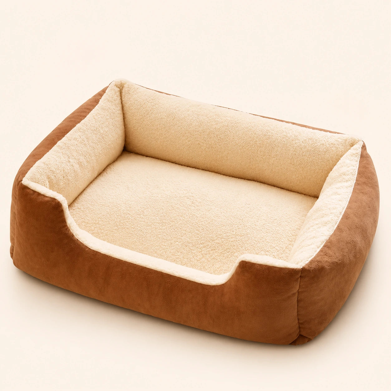 Panier rectangulaire marron clair pour chat