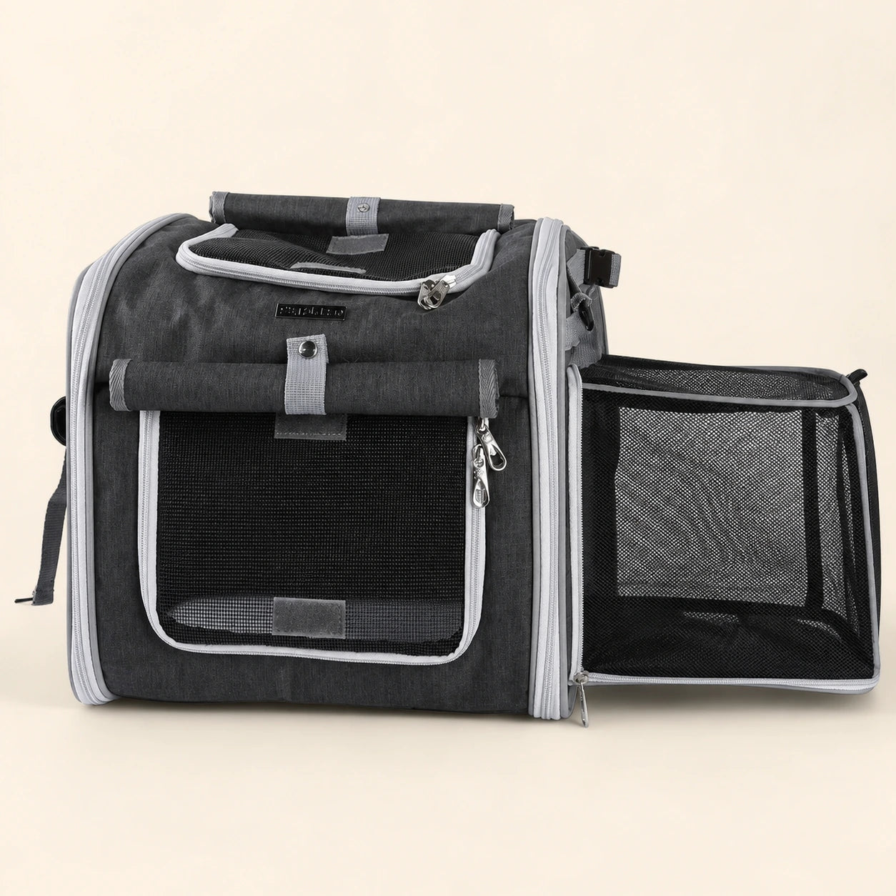 Sac de transport vélo extensible gris anthracite pour chat