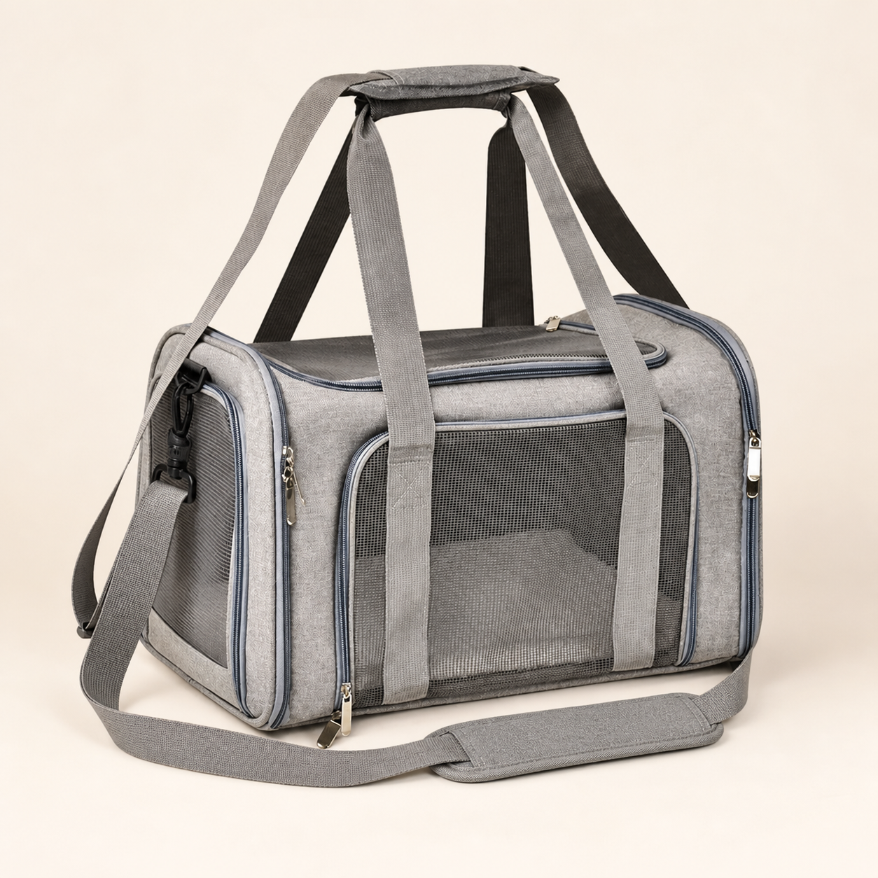 Sac de transport pliable en maille pour chat – 2 tailles — Gris