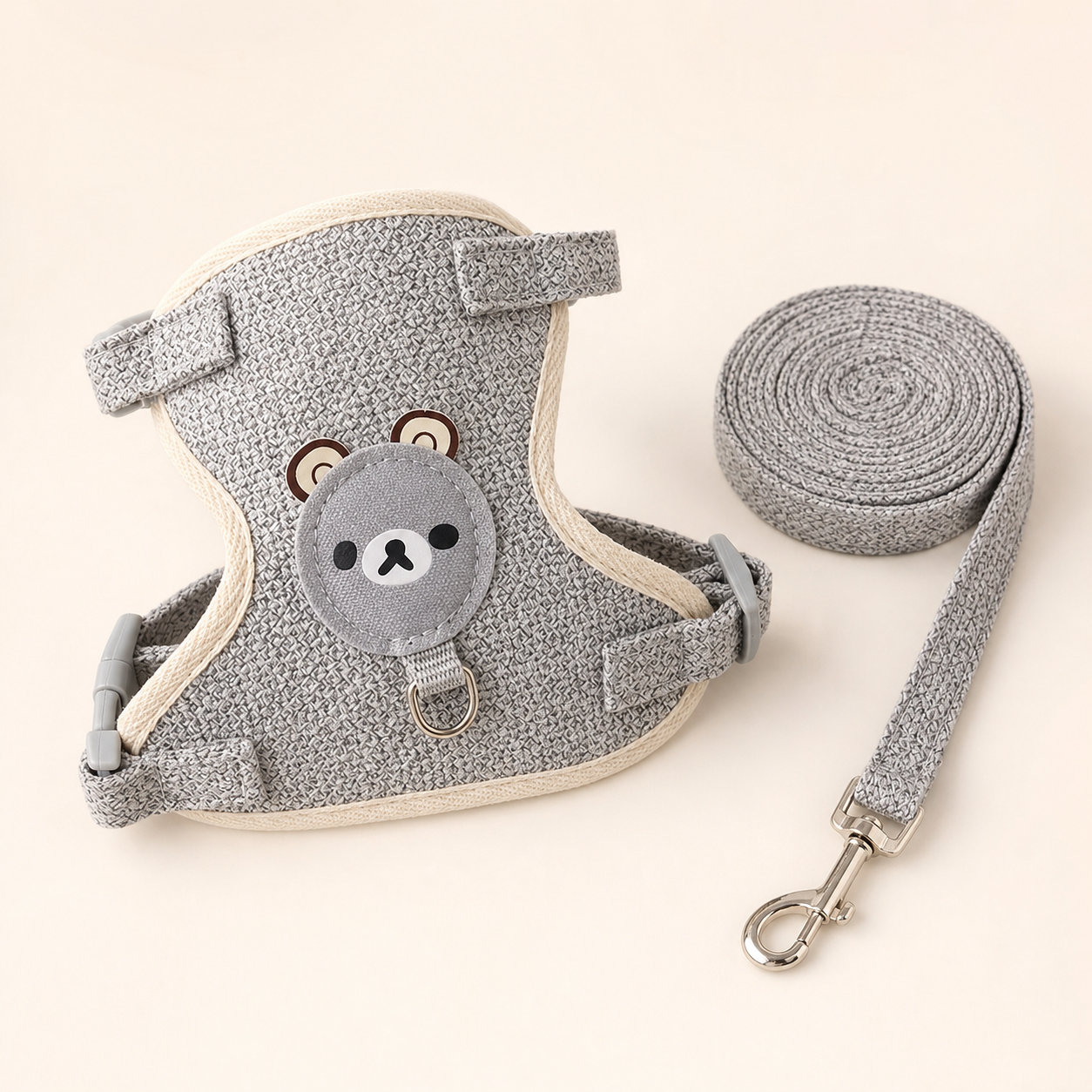 Harnais veste ours avec laisse pour chat – 4 coloris — Gris