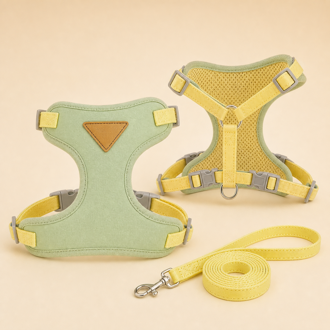 Harnais pastel vert avec laisse pour chat