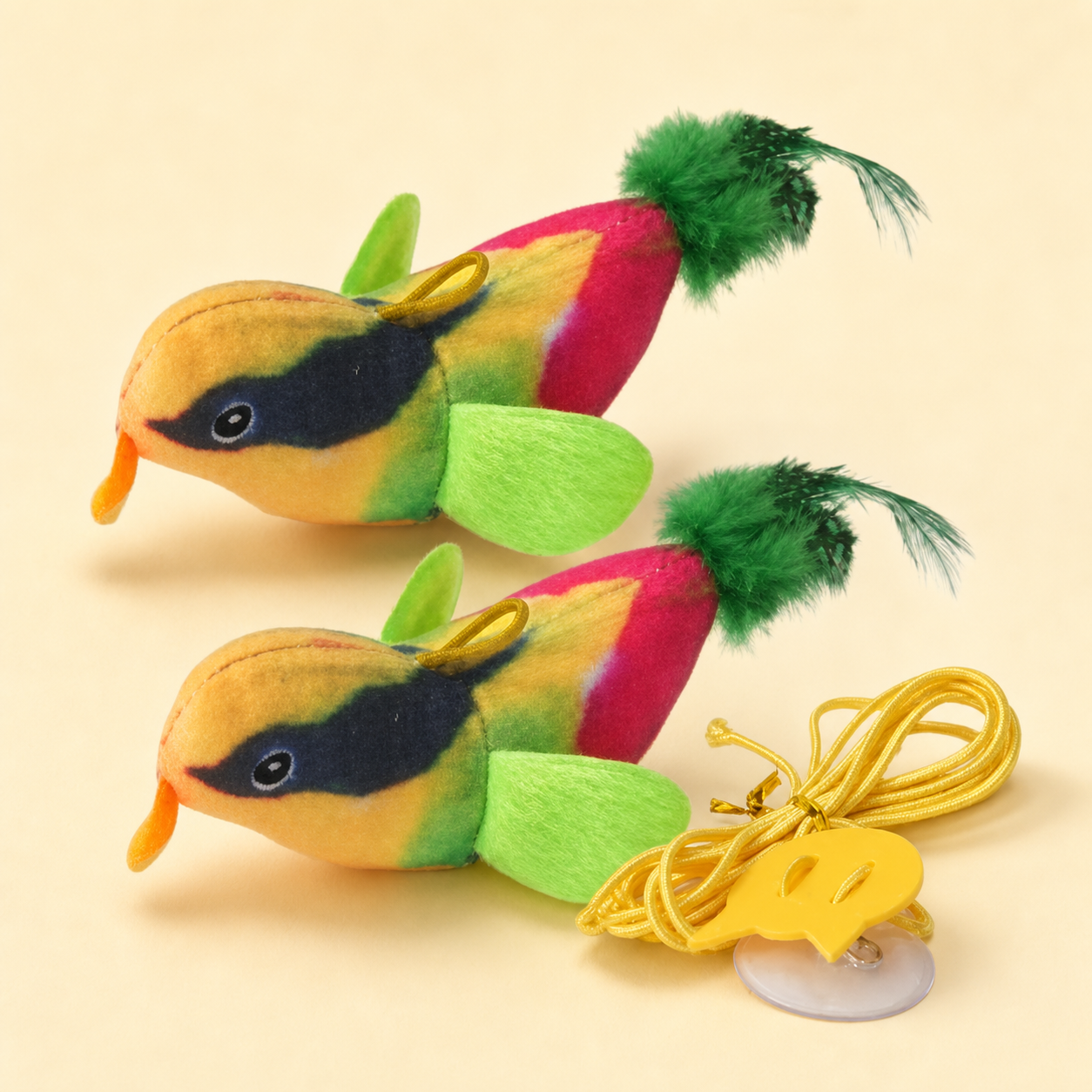 Oiseaux suspendus interactifs pour chat – 3 coloris — Vert