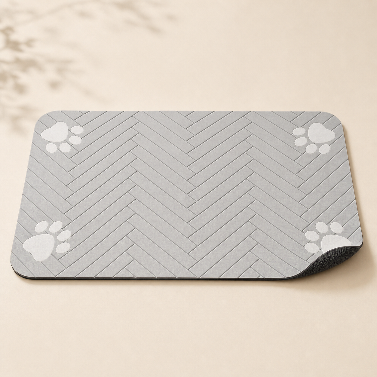 Tapis absorbant gris pour gamelles au format 30 × 50 cm