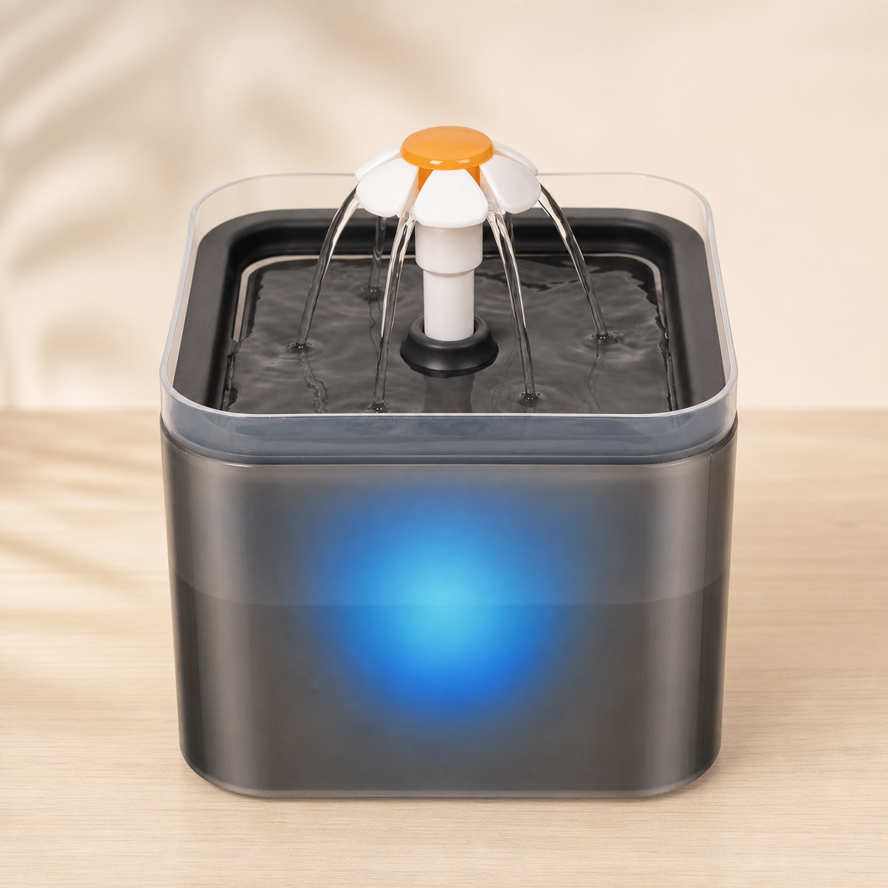 Fontaine à eau LED pour chat de 2 L en coloris gris