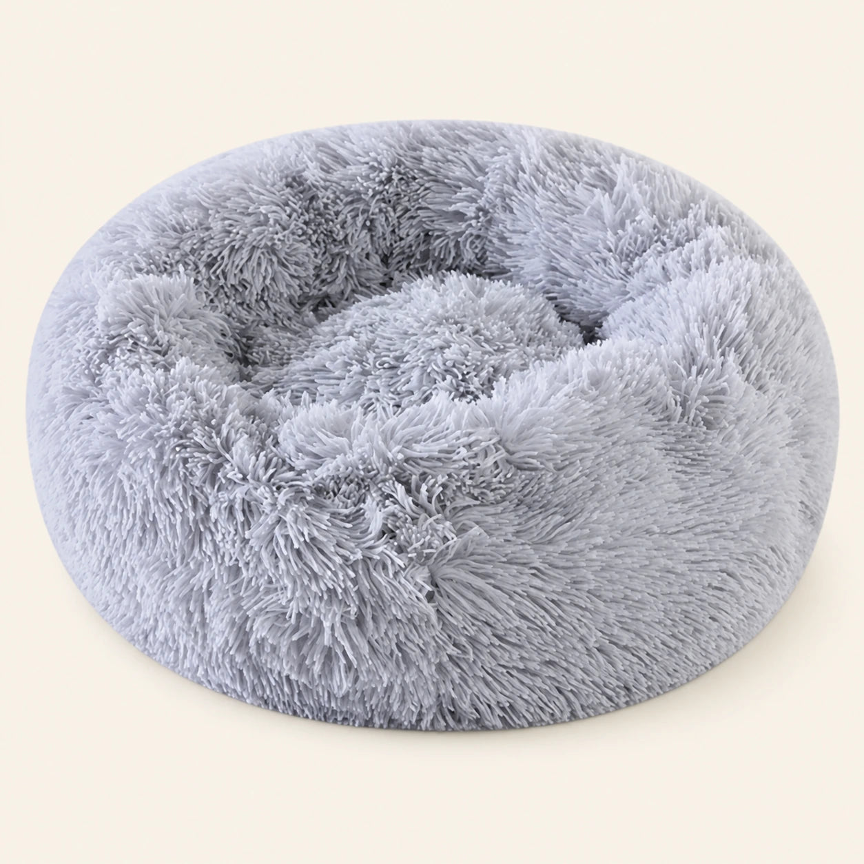 Panier donut gris en fausse fourrure pour chat