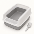 Bac à litière compact gris avec pelle