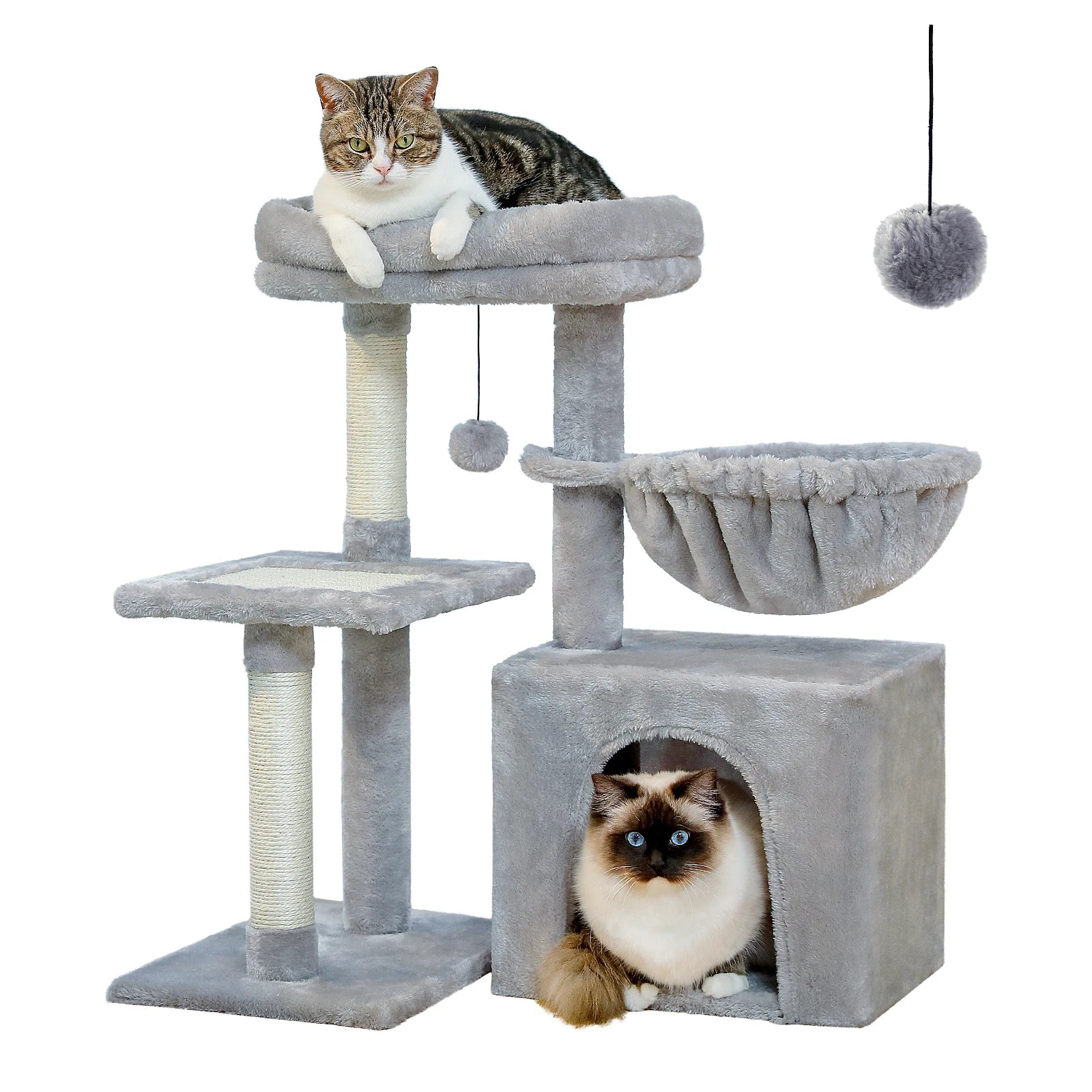 Arbre à chat compact avec hamac en coloris gris