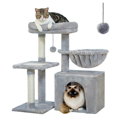 Arbre à chat compact avec hamac en coloris gris