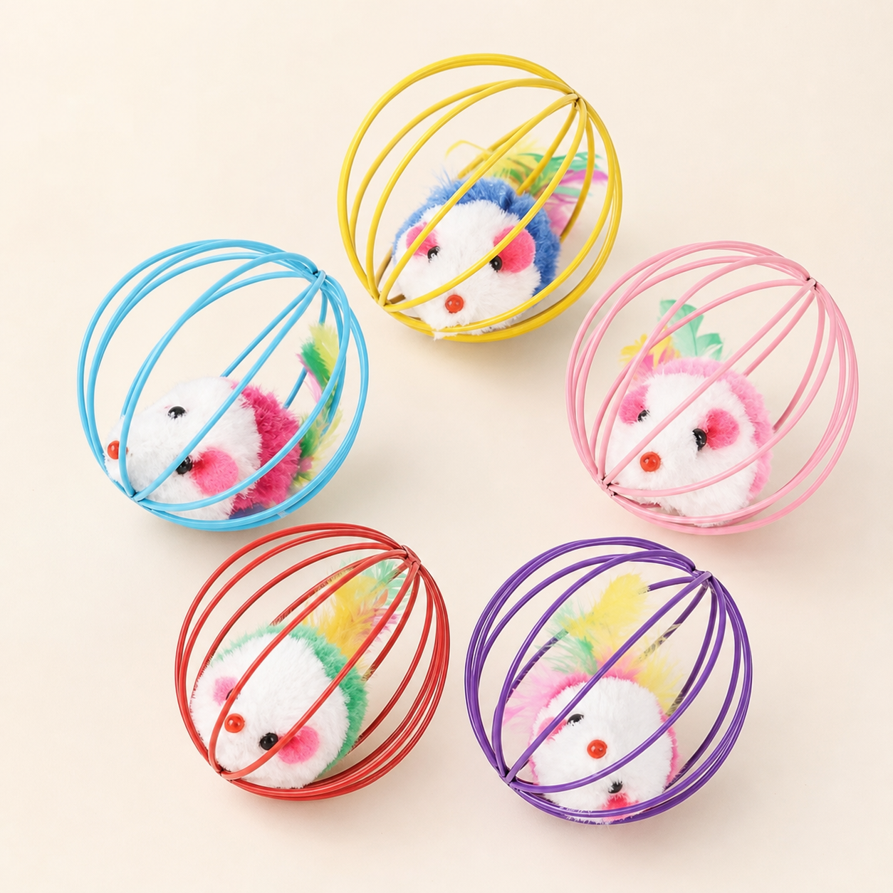 Souris en cage roulante pour chat – coloris aléatoire — Coloris aléatoire