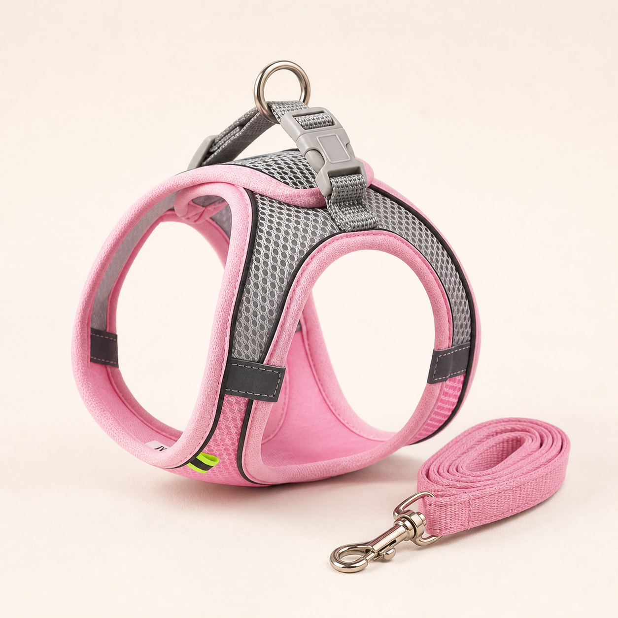 Harnais réfléchissant bicolore avec laisse pour chat – 3 coloris — Rose