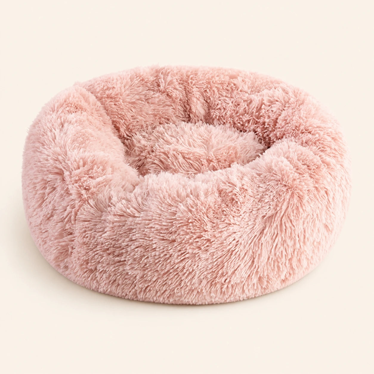 Panier donut rose en fausse fourrure pour chat