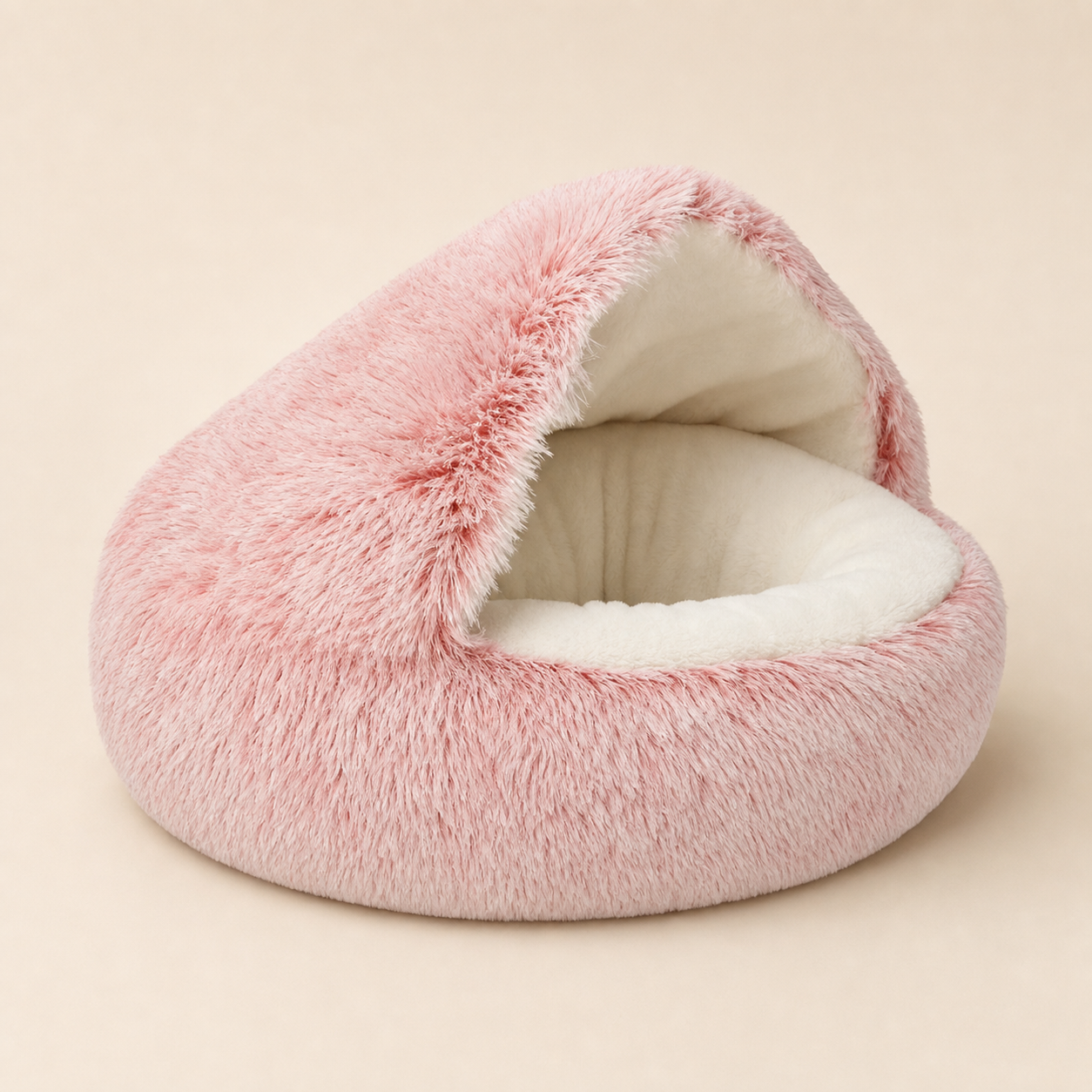 Couchage rond rose pour chat