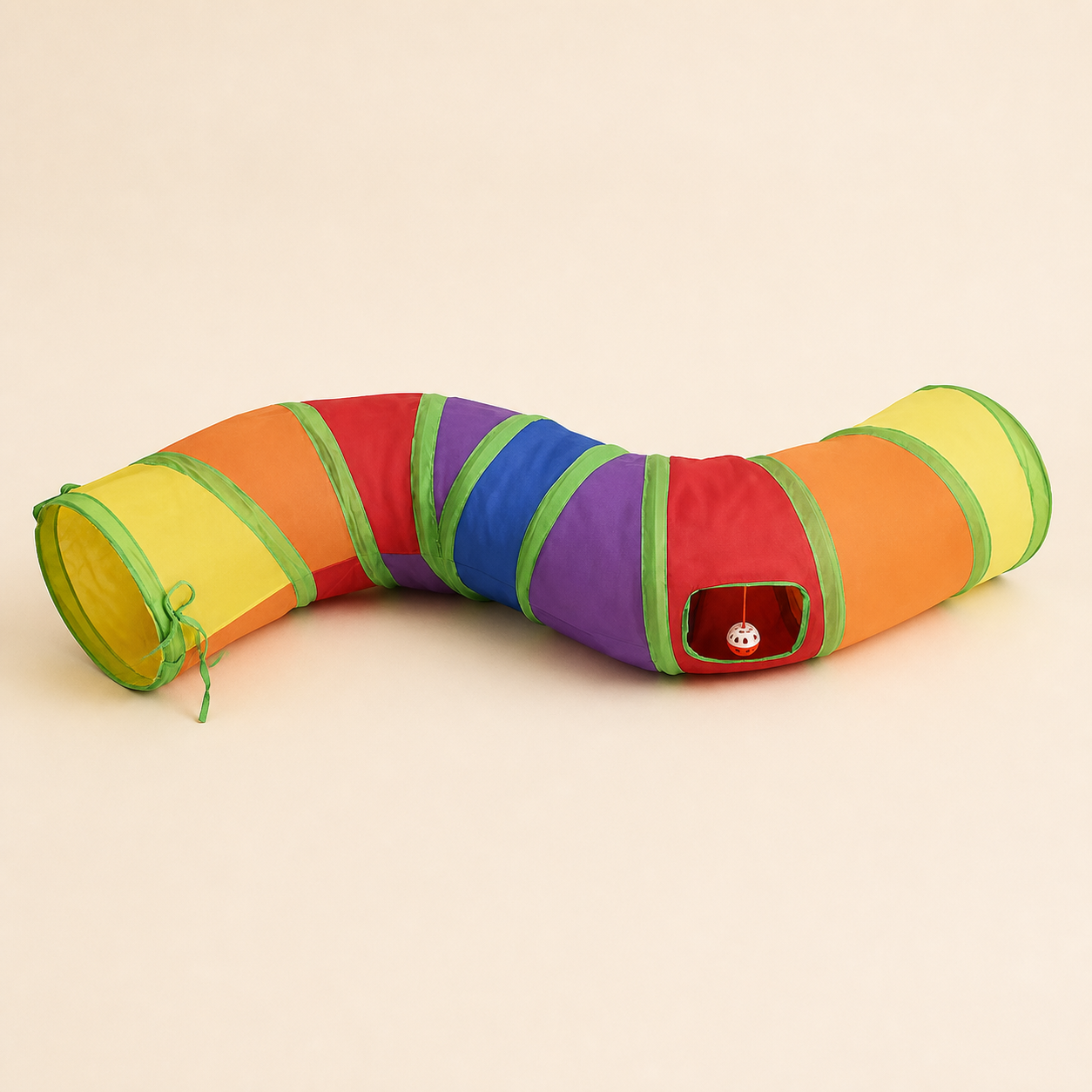 Tunnel arc-en-ciel pliable pour chat — Arc-en-ciel