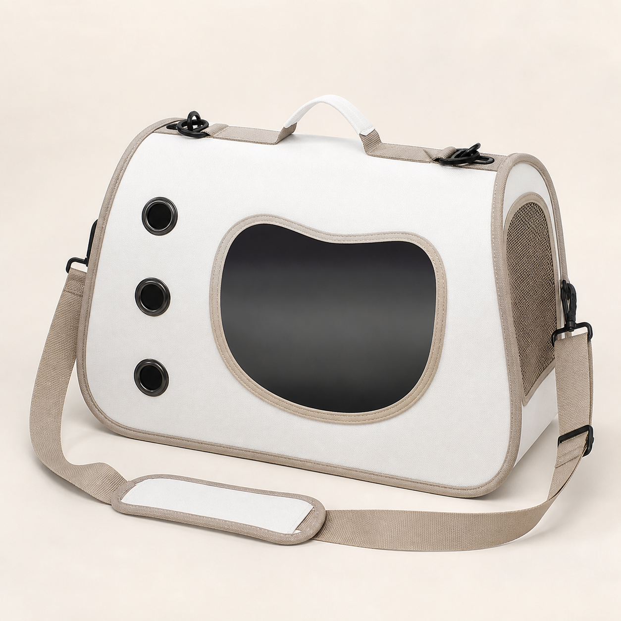 Sac de transport bandoulière pour chat – 2 coloris — Blanc cassé