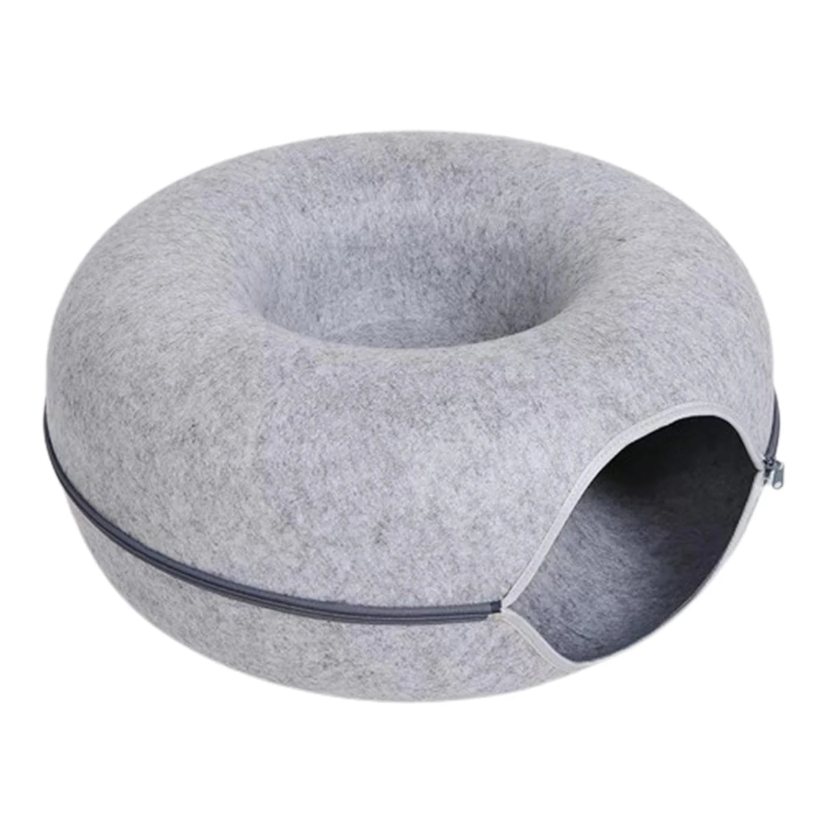 Tunnel donut pour chat gris clair
