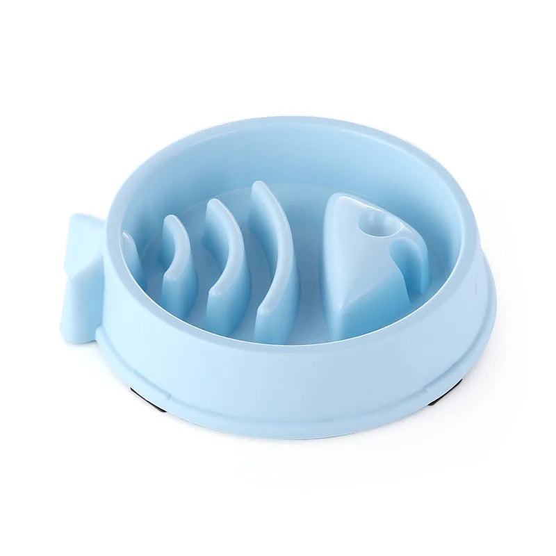 Gamelle anti-glouton à trois canaux pour chat – 3 coloris — Bleu