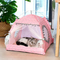 Tente fleurie rose pour chat