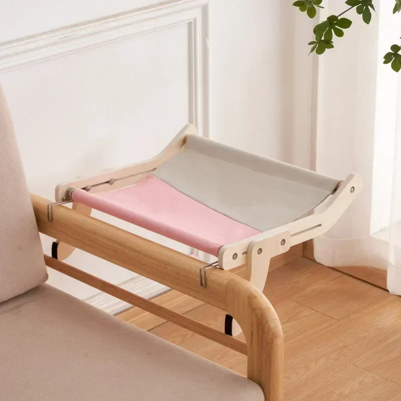 Hamac en bois gris et rose