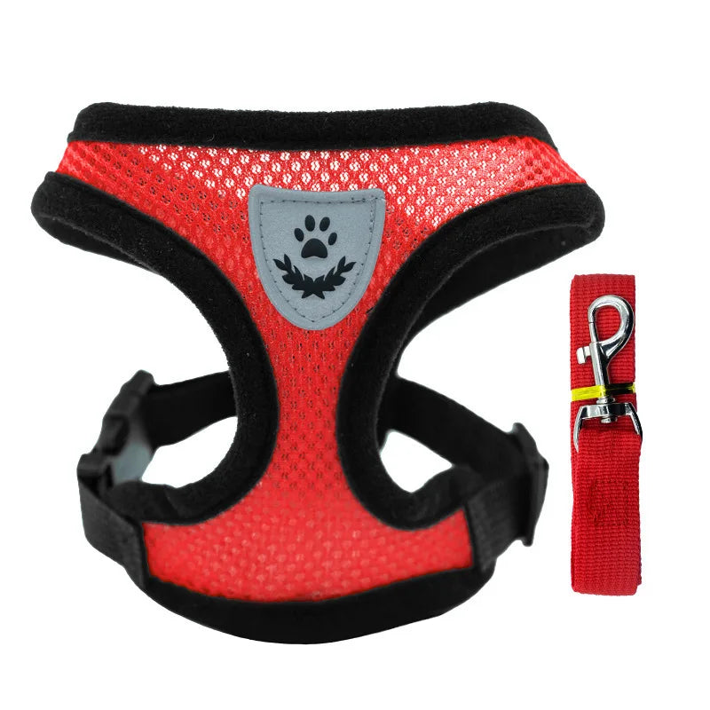 Harnais en maille avec laisse pour chat – 5 coloris — Rouge
