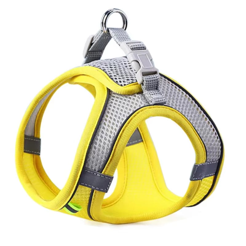 Harnais réfléchissant bicolore avec laisse pour chat – 3 coloris — Jaune