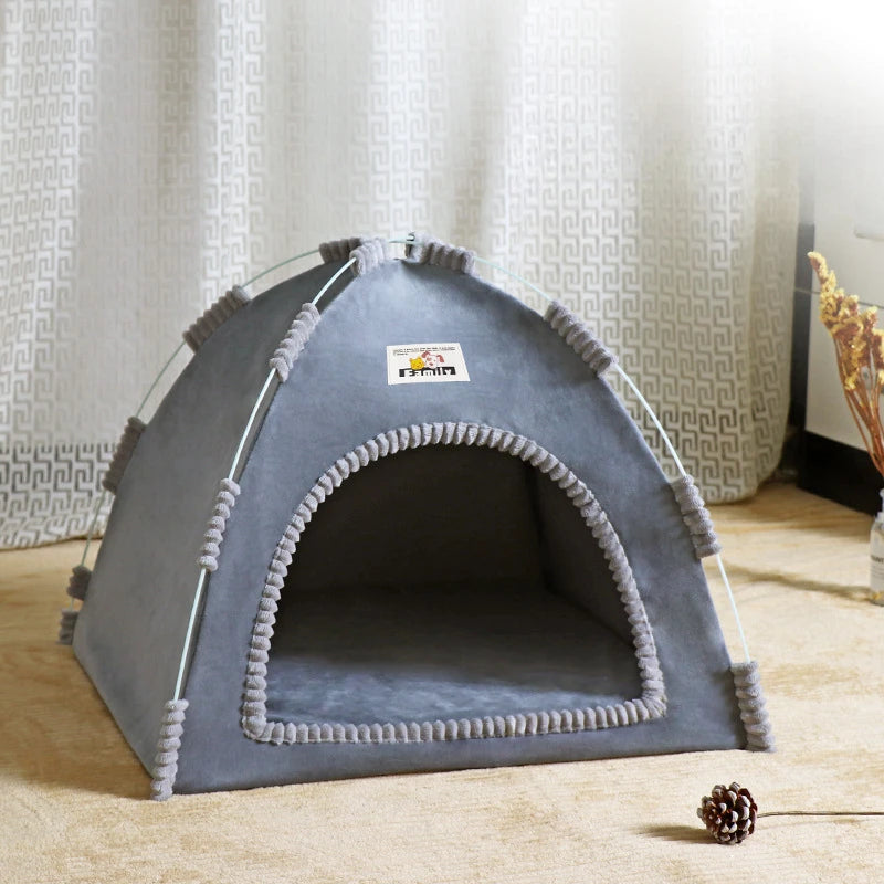 Tente pliable grise pour chat