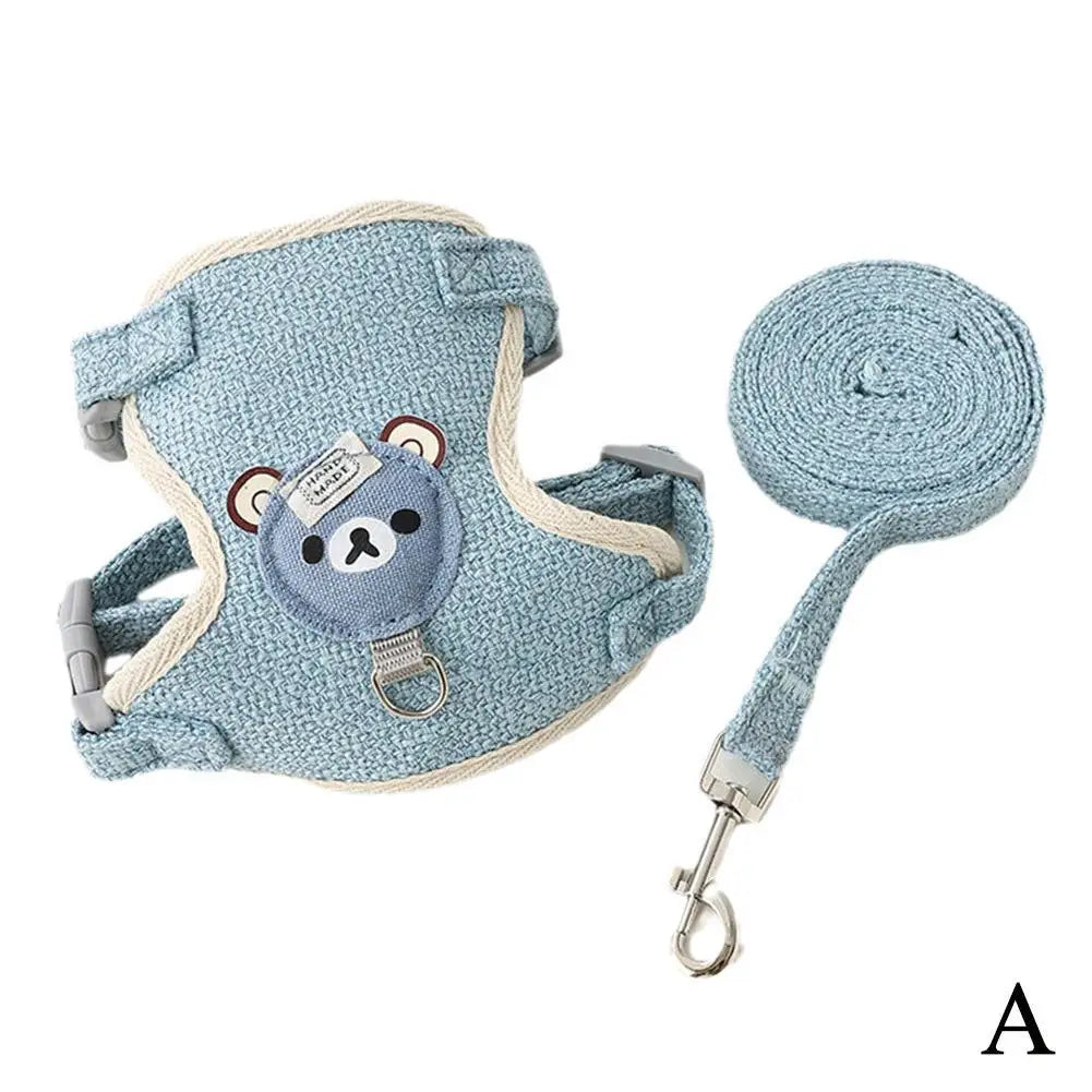 Harnais veste ours avec laisse pour chat – 4 coloris — Bleu