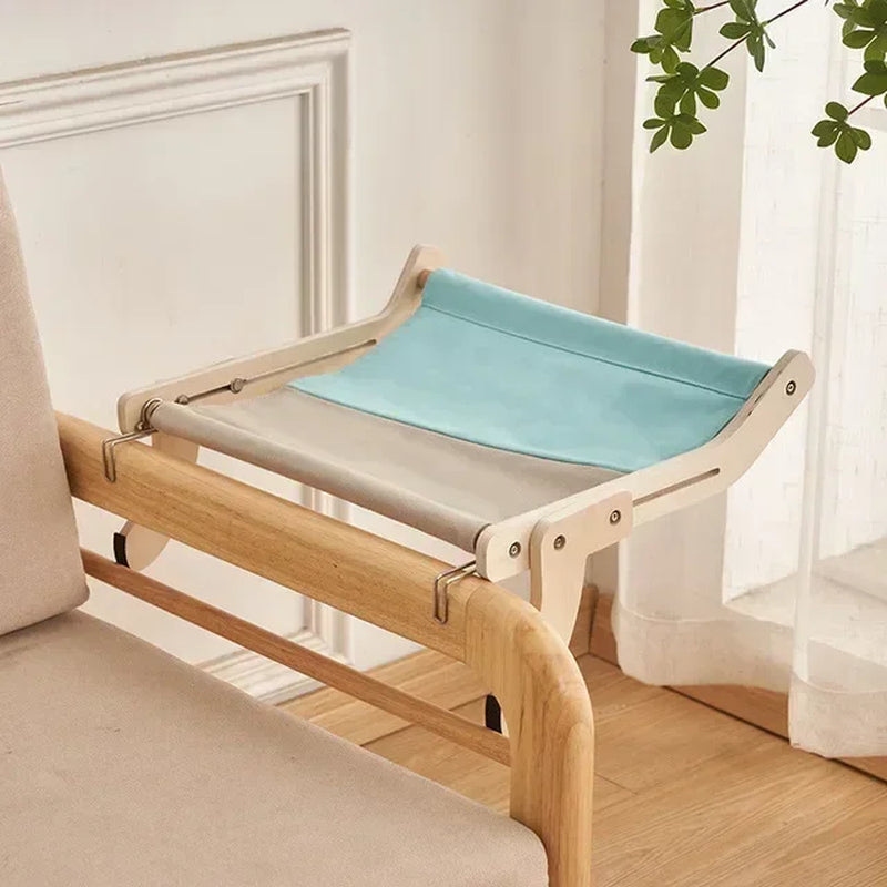 Hamac en bois gris et bleu