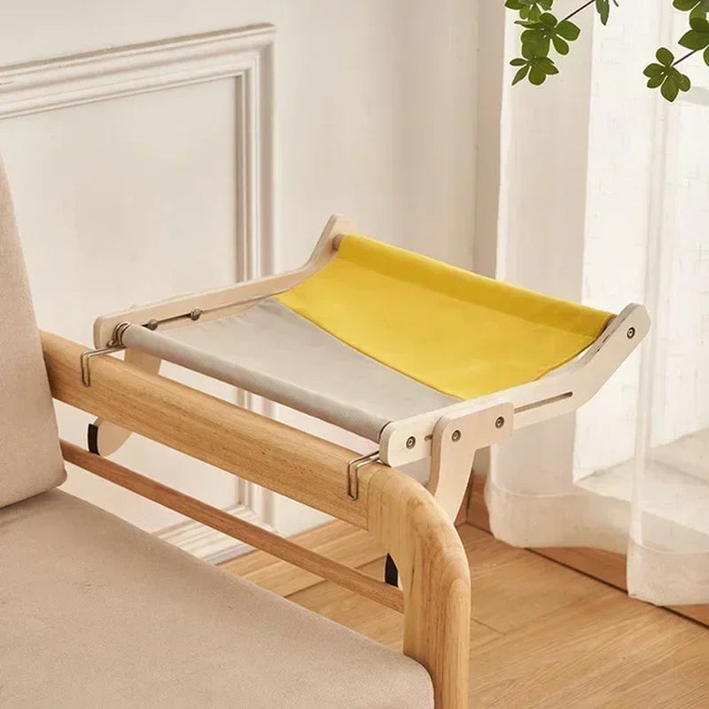 Hamac en bois gris et jaune